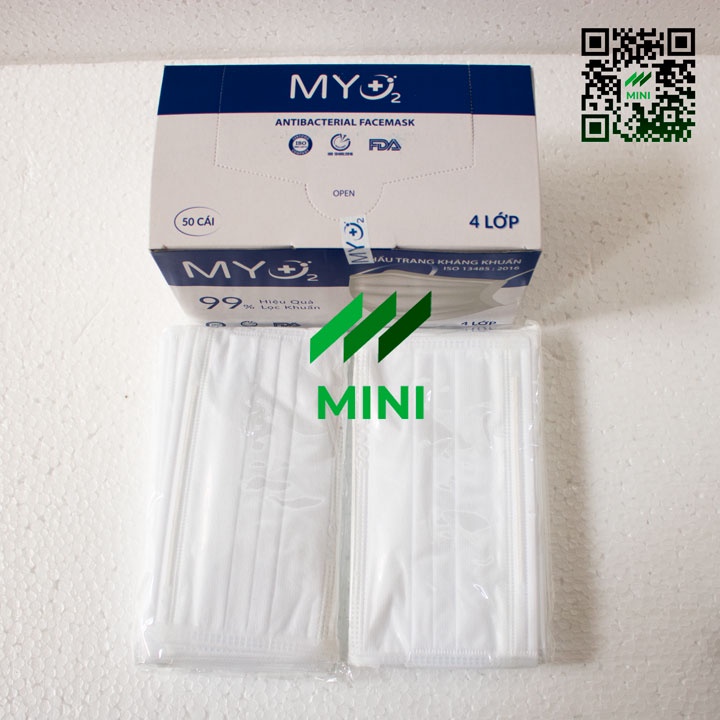 [1 Hộp/50 cái] Khẩu trang y tế MY O2 kháng khuẩn 4 lớp