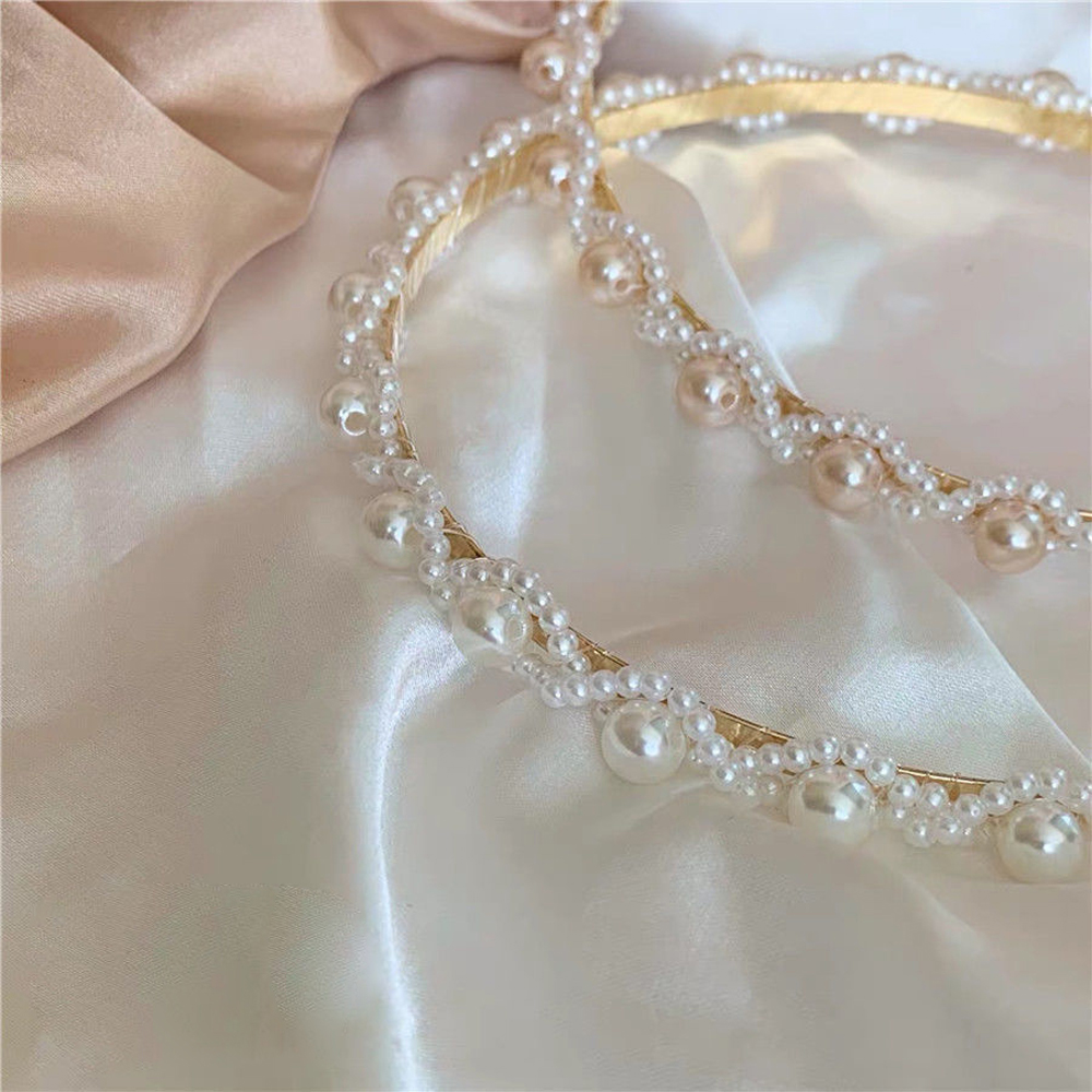 New Women Elegant Full Pearls Cross Hairbands Sweet Headband Hair Hoops Holder Ornament Head Band Fashion Hair Accessories
