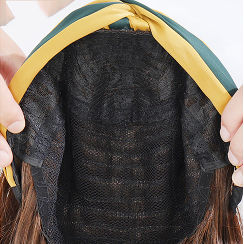 Tóc Giả Nữ Dài Thẳng Màu Đen Tự Nhiên Kèm Băng Đô