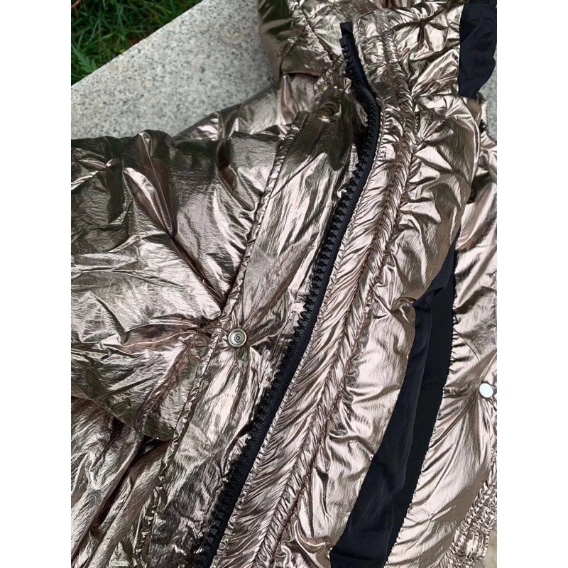 Áo phao béo dáng ngắn metallic