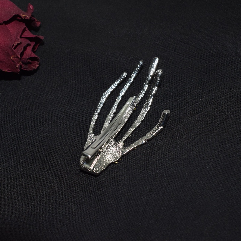 Kẹp Tóc Hình Móng Vuốt Đầu Lâu Đính Đá Lấp Lánh Phong Cách Đường Phố Cá Tính Dành Cho Nữ