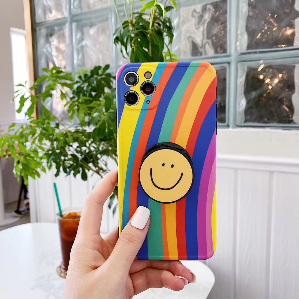 Ốp Điện Thoại Mềm Hình Mặt Cười Cầu Vồng Cho Iphone 7 8 SE2 Plus X XS XR Xsmax 11 Pro Promax | BigBuy360 - bigbuy360.vn