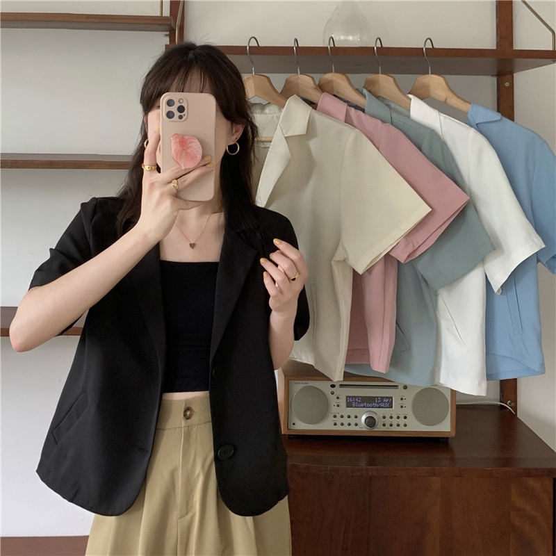 Áo Khoác Blazer Dáng Rộng Màu Sắc Đơn Giản Thanh Lịch Cho Nữ | BigBuy360 - bigbuy360.vn