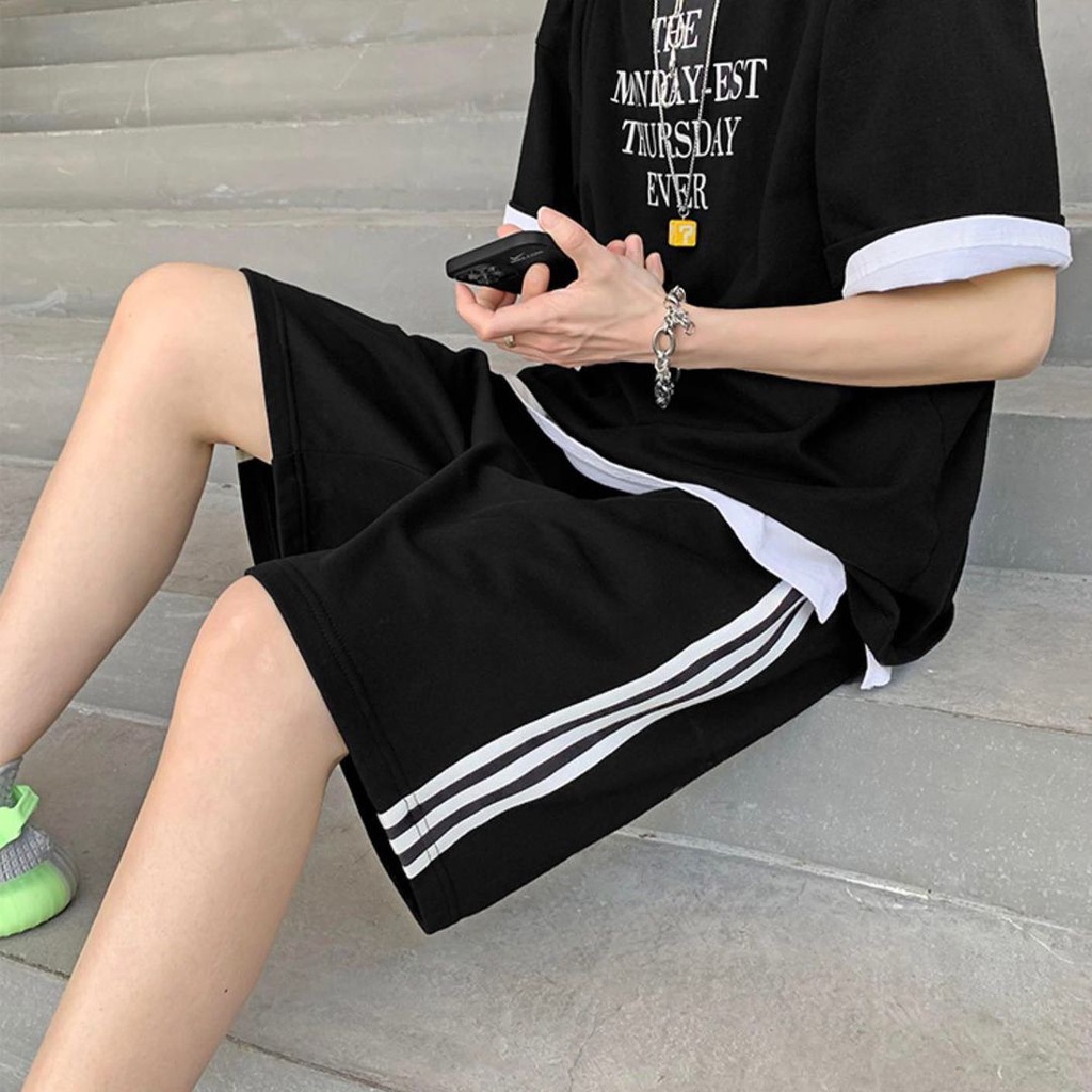 Quần Short thể thao 3 sọc kiểu dáng Unisex nam nữ
