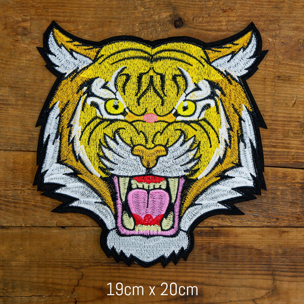 Sticker/Patch vải mẫu lớn Tiger dùng ủi/là trang trí cho quần áo Jeans, mũ nón, phụ kiện, túi xách, balo ...v