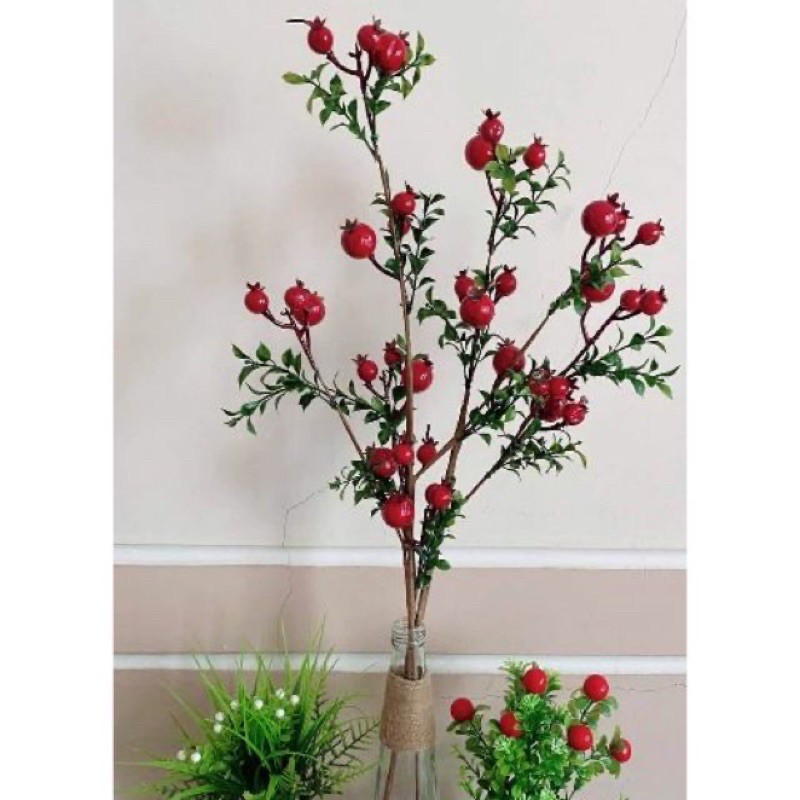 👉 Cành Quả Lựu Phú Quý Tài Lộc Trang Trí Dài 60cm