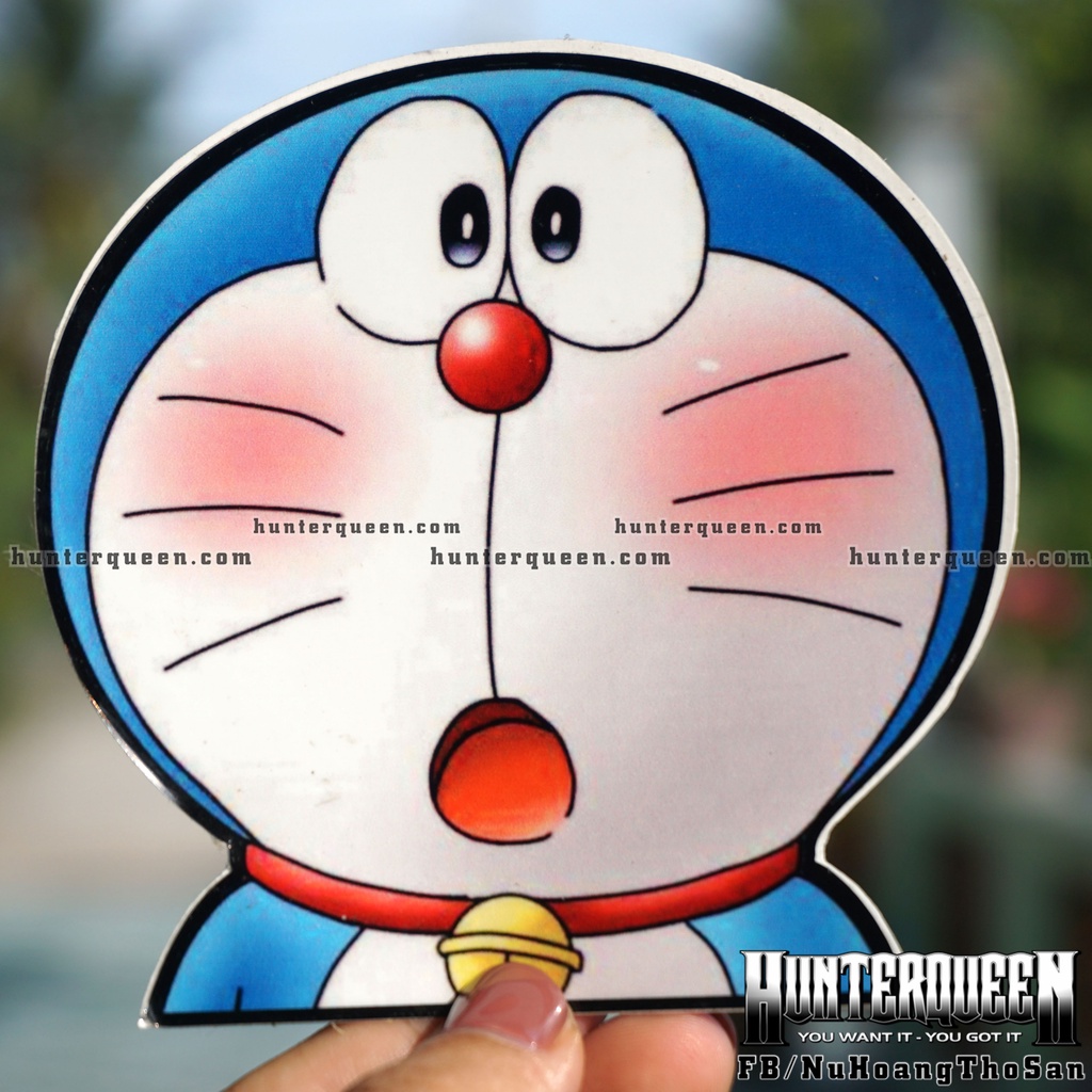 Hình dán Doraemon há hốc mồm kinh ngạc cute. Decal Sticker cao cấp chống nước, bền màu, độ dính cao