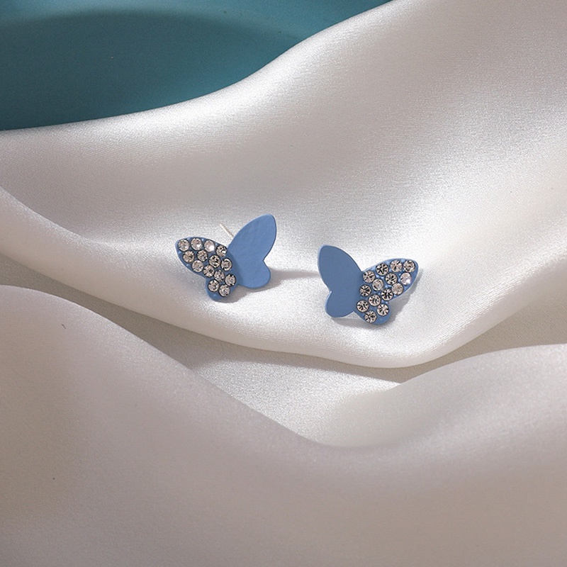 Bông Tai Dáng Dài Hình Hoa Cúc Màu Xanh Dương Thời Trang Cho Nữ