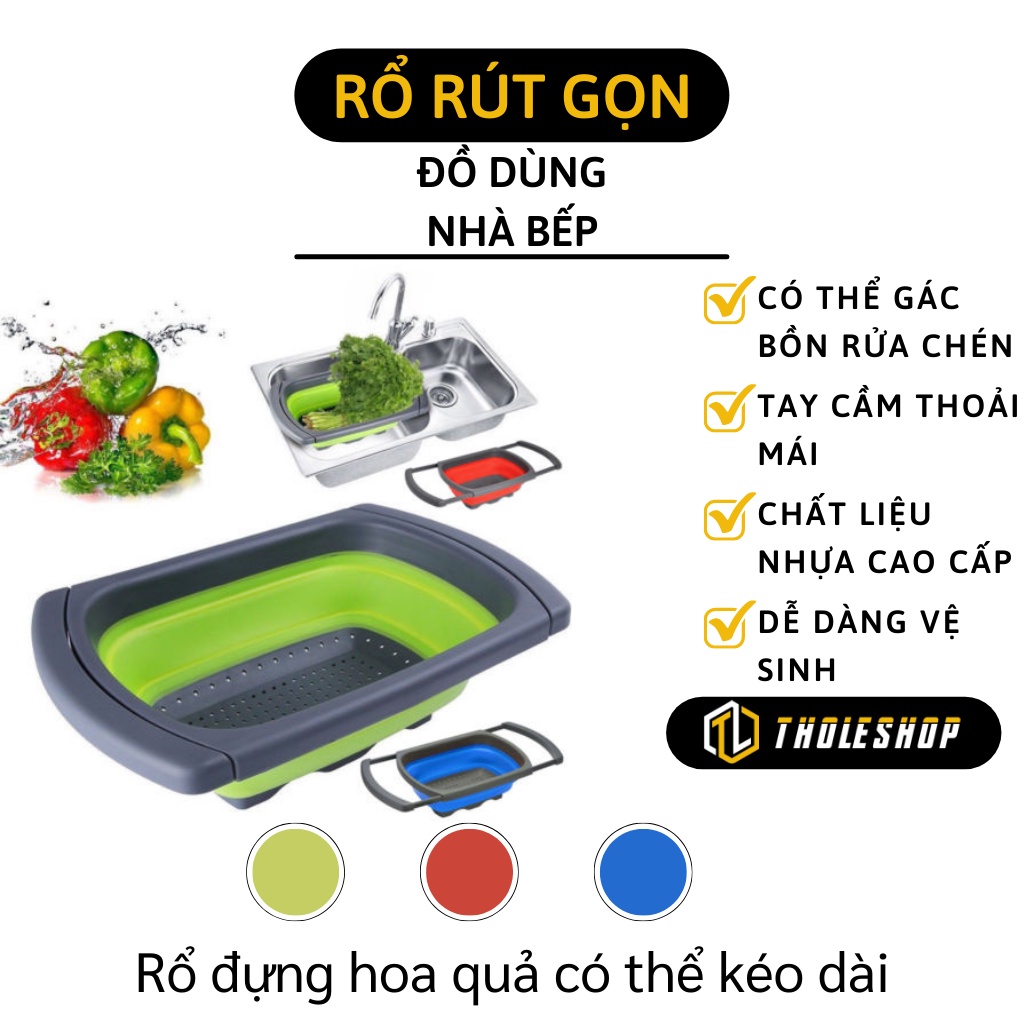 Rố Rút Gọn - Rổ Có Thể Kéo Dài Gác Bồn Rửa Chén Có Tay Cầm Tiện Lợi, Rây Lọc 5226