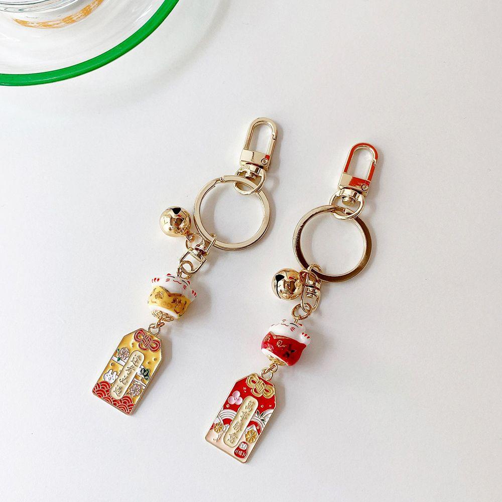 Móc Khóa Điện Thoại Di Động Hình Chú Mèo May Mắn REBUY1 Có Chuông Maneki Neko