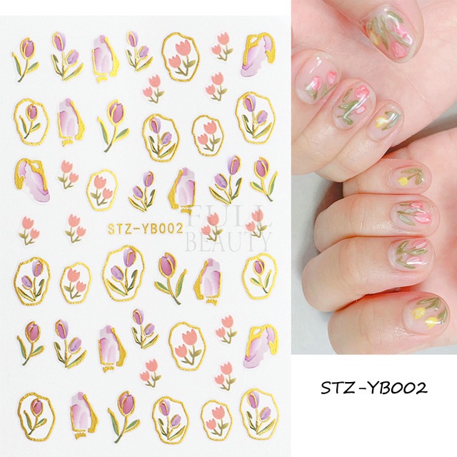 Miếng Dán Trang Trí Móng Tay Hình Hoa tulip Xinh Xắn