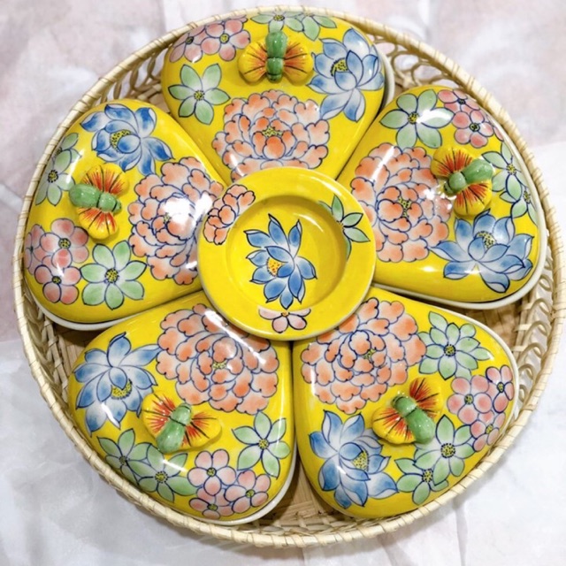 Khay mứt sứ Bát Tràng