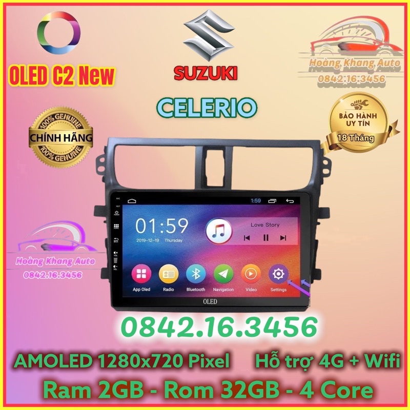 Màn hình Android OLED C2 New Theo Xe Suzuki Celerio 9 inch kèm dưỡng và jack nguồn theo xe