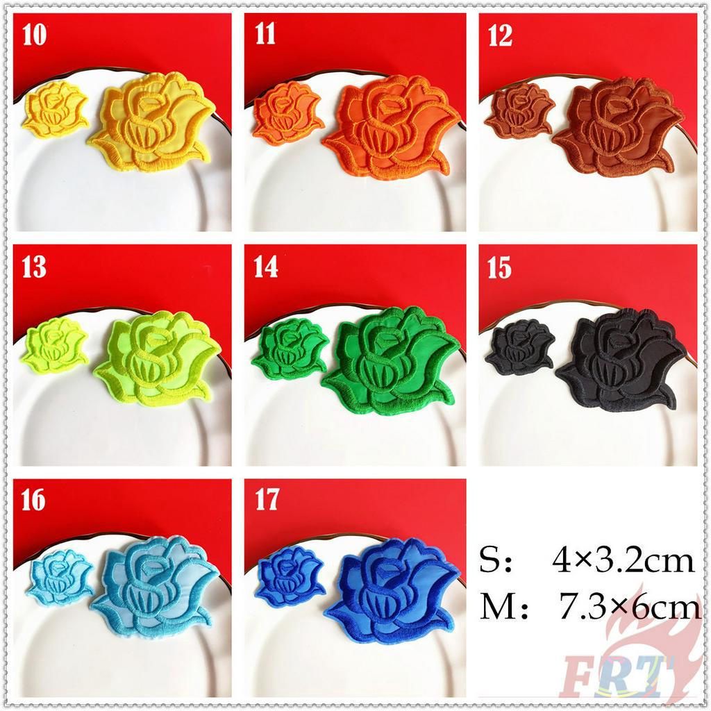 ✿ Sticker Ủi Thêu Hình Hoa Hồng Nhiều Màu Sắc ✿ 1 Miếng Vá Ủi Quần Áo Diy Hình Huy Hiệu S / M (17 Màu)