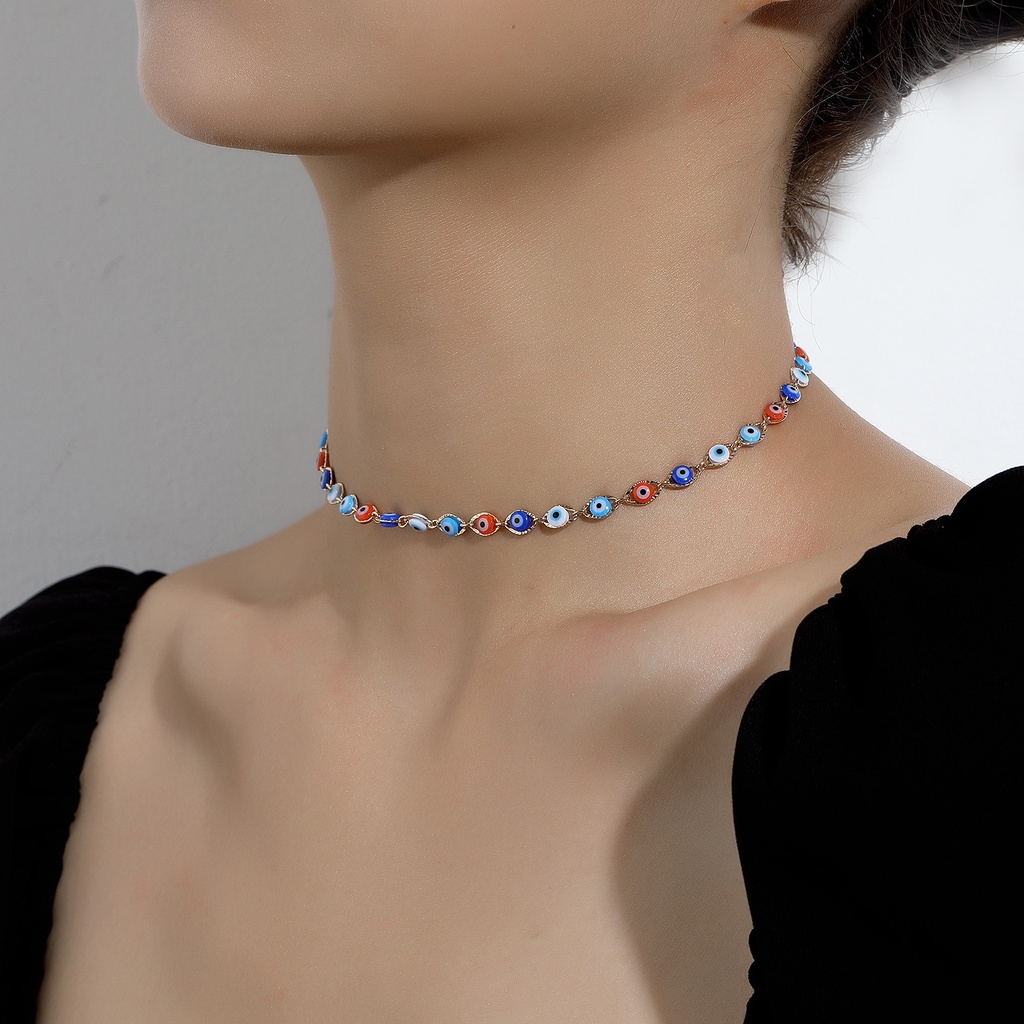 (0283) Vòng Cổ Choker Mắt Màu Cổ Đại Tinh Tế Phong Cách Retro Hàn Quốc