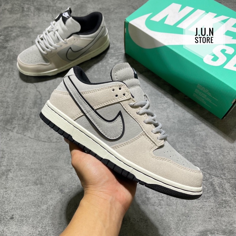 GIÀY SB DUNK GREY XÁM DA LỘN VIỀN ĐEN SC