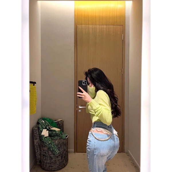 【ẢNH THẬT 】ChicNana quần jean màu sáng của phụ nữ mùa hè mỏng phần 2022 mới rỗng hot girl quần âu ống rộng cạp cao