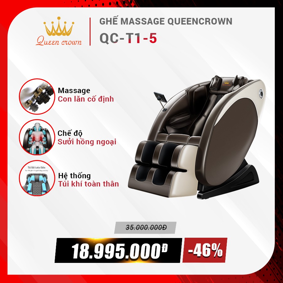 Ghế Massage Toàn Thân QueenCrown QC T15 - Thiết lập nhiều bài massage tự động kết hợp túi khí toàn thân