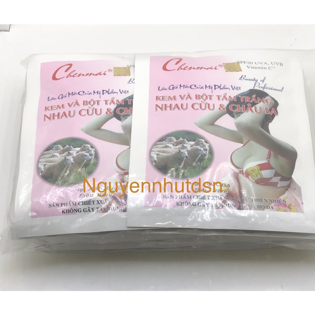 Kem và Bột Tắm Trắng Chenmai Nhau Cừu châu Sa 150g