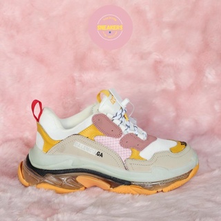 GIẦY THỂ THAO NỮ BALEN TRIPLE S ĐẾ KHÍ mầu hồng vàng