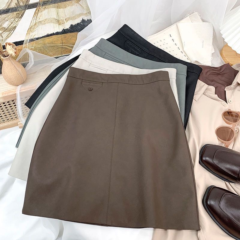 Chân Váy Da Dáng A Trơn