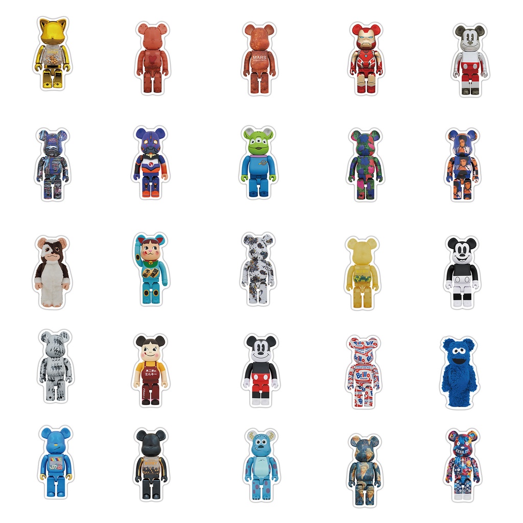 JOJO· Bộ Hình Dán Chống Thấm Bearbrick, 50 tờ/bộ