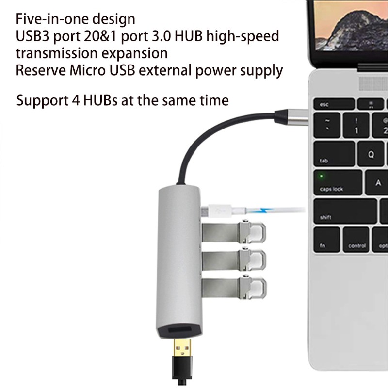 Bộ Chia 4 Cổng Usb 3.1 Type C 5 Trong 1 Cho Macbook Pro Laptop Pc