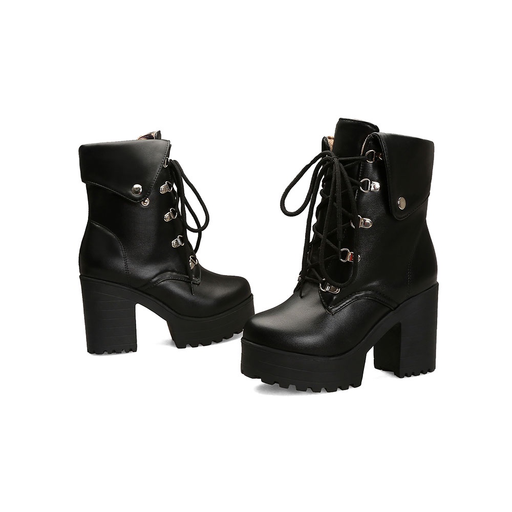 Giày bốt IELGY gót dày cao 9cm mũi tròn chống trượt màu sắc thời trang cho nữ