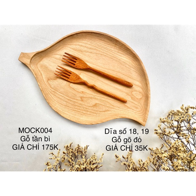 Khay gỗ hình lá trầu các size