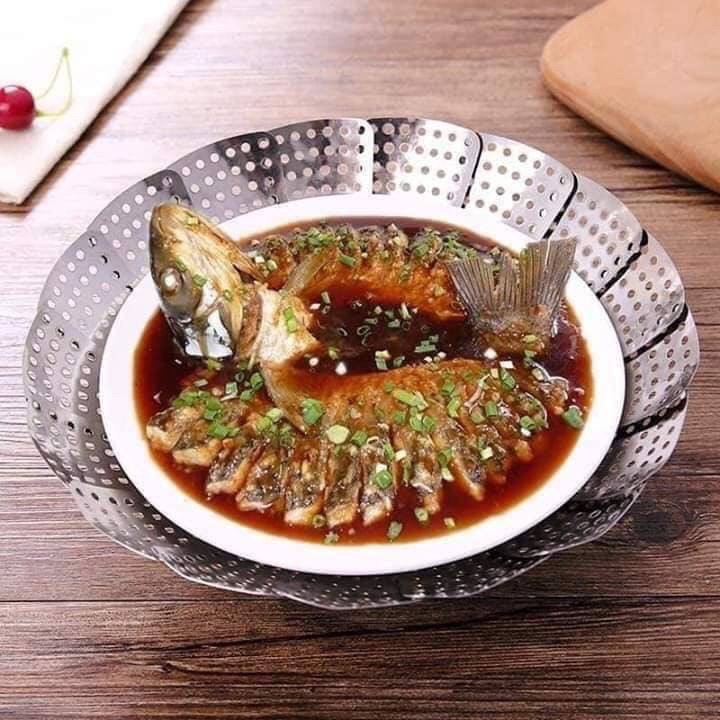 [Loại To Dầy] Vỉ Hấp Thực Phẩm Inox 304 Đa Năng Có Chân Đứng Hàng Dầy Dặn, Xửng Hấp, Rổ Hấp Xôi Xòe Gập Gọn - MS126