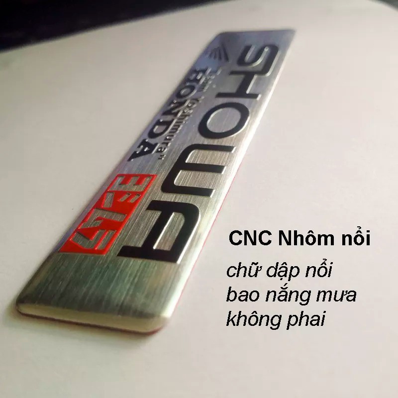Tem Nhôm SHOWA - Honda Dán Pô, Dán xe Siêu Chắc Chịu Nhiệt CNC Nhôm nổi 12x2.5cm