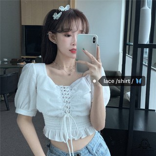 [HOT 2020] ÁO KIỂU CROPTOP TIỂU THƯ MORAN CỔ VUÔNG TAY BỒNG DÂY RÚT EO NHÚN CHUN BÈO THỜI TRANG ULZZANG HÀN QUỐC