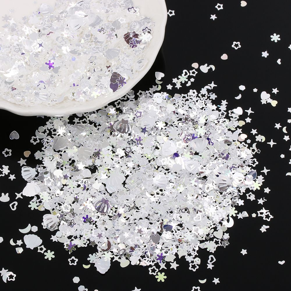 Bộ 1200 sequin kim tuyến lấp lánh nhiều màu sắc hình ngôi sao trái tim trang trí móng tay/ sổ lưu niệm/ tiệc cưới