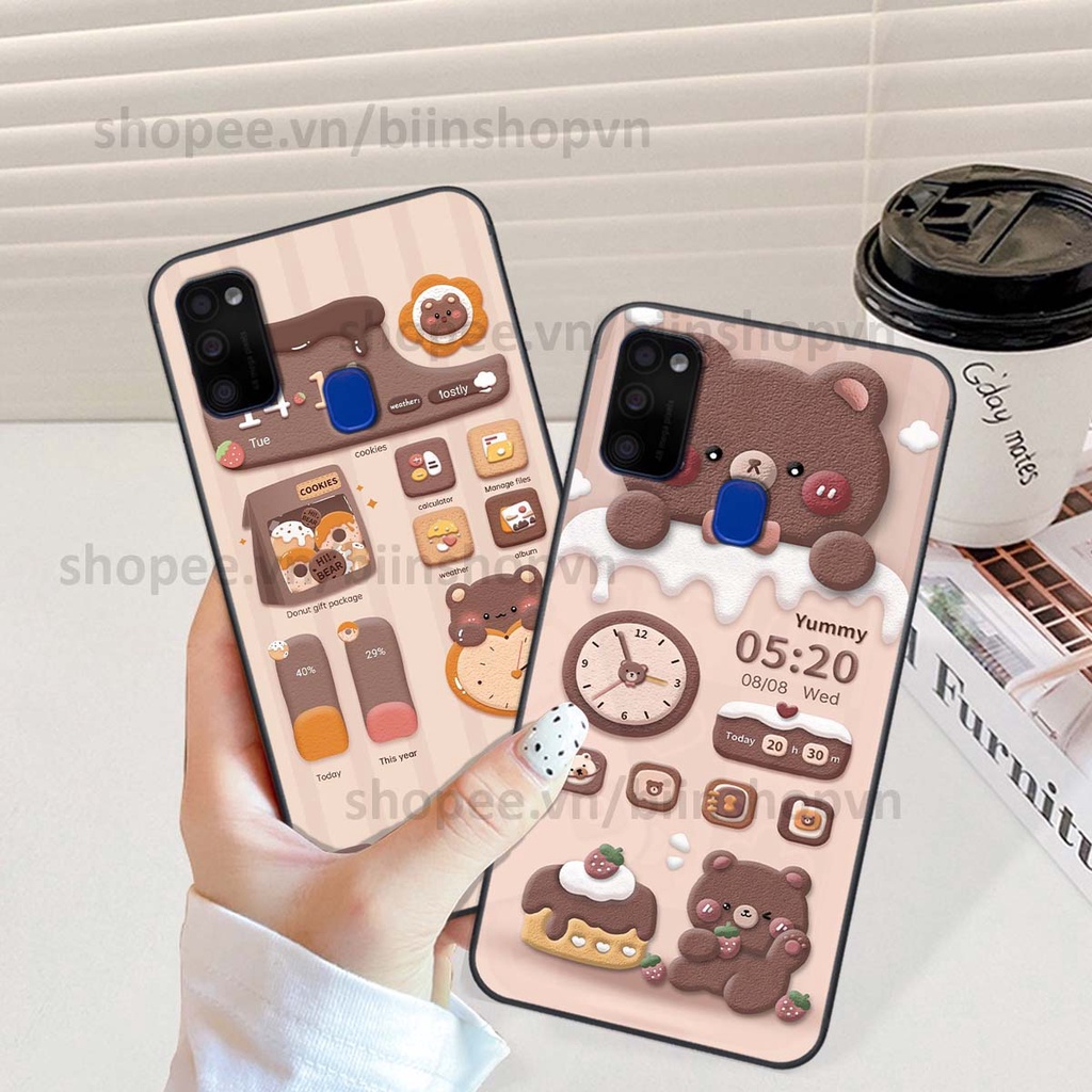 Ốp Samsung M21 / M30s in 3D icon gấu nổi siêu xinh, siêu đáng yêu, cá tính phong cách