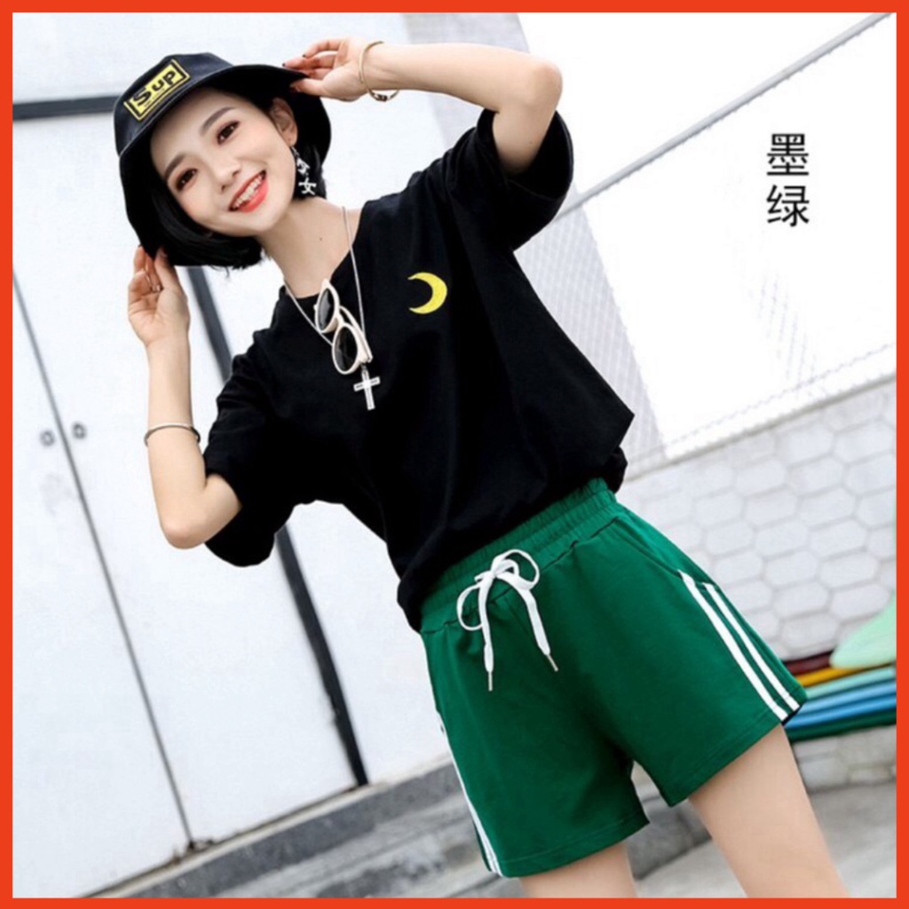 Quần đùi nữ chạy viền 2 bên hông thun cotton mềm mịn co giản 38kg-60kg