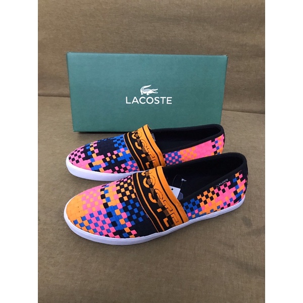 giày lười vải nam in hoạ tiết 3d đế cao su tự nhiên lacoste