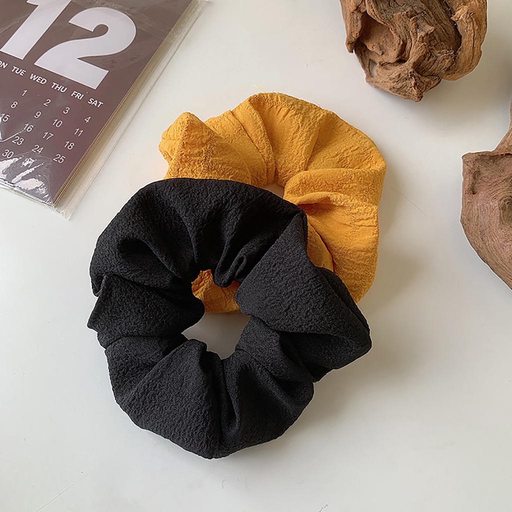 Dây Buộc Tóc Co Giãn Màu Trơn Hình Bông Hoa Xinh Xắn