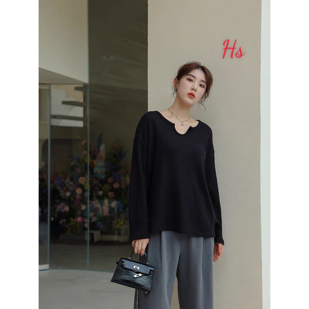Áo dài tay khoét ngực tổ ong,chất dày dặn,hàng xịn -Shop Q&amp;V