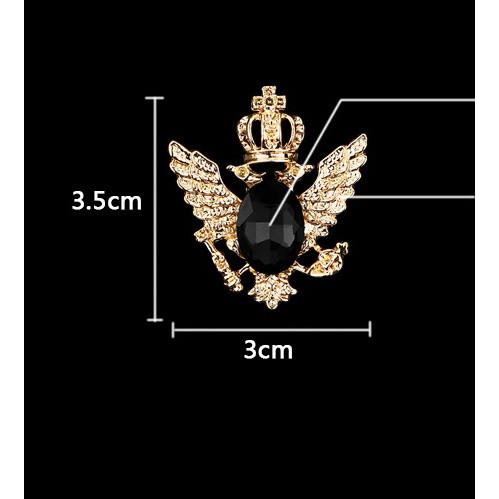 Cài áo Vest Nam thời trang hình đôi cánh đính đá Lapel Pin nhiều màu GH-166 - AdamZone