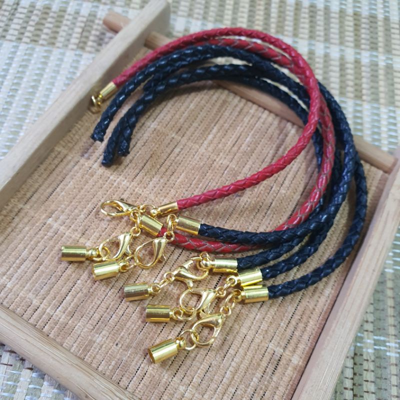 Vòng tay dây da đeo charm - 3mm