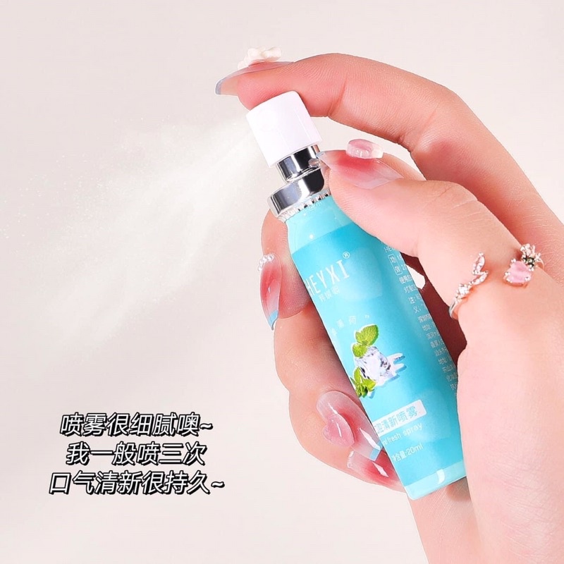 Xịt Thơm Miệng Heyxi Hương Đào, Bạc Hà Kháng Khuẩn Cho Hơi Thở Thơm Mát 20ml