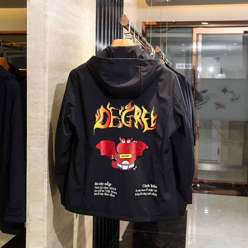 ❤️ 2 LỚP - KHÓA TÚI ❤️ Áo Khoác Dù in hình dơi lửa đỏ Ulzzang Nam Nữ Unisex Form Rộng Bomber Jacket