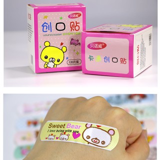 [1 hộp 100m]Băng dán Urgo dán vết thương cute HỘP VUÔNG HỒNG- Băng gâu cute loại hộp to 100 miếng