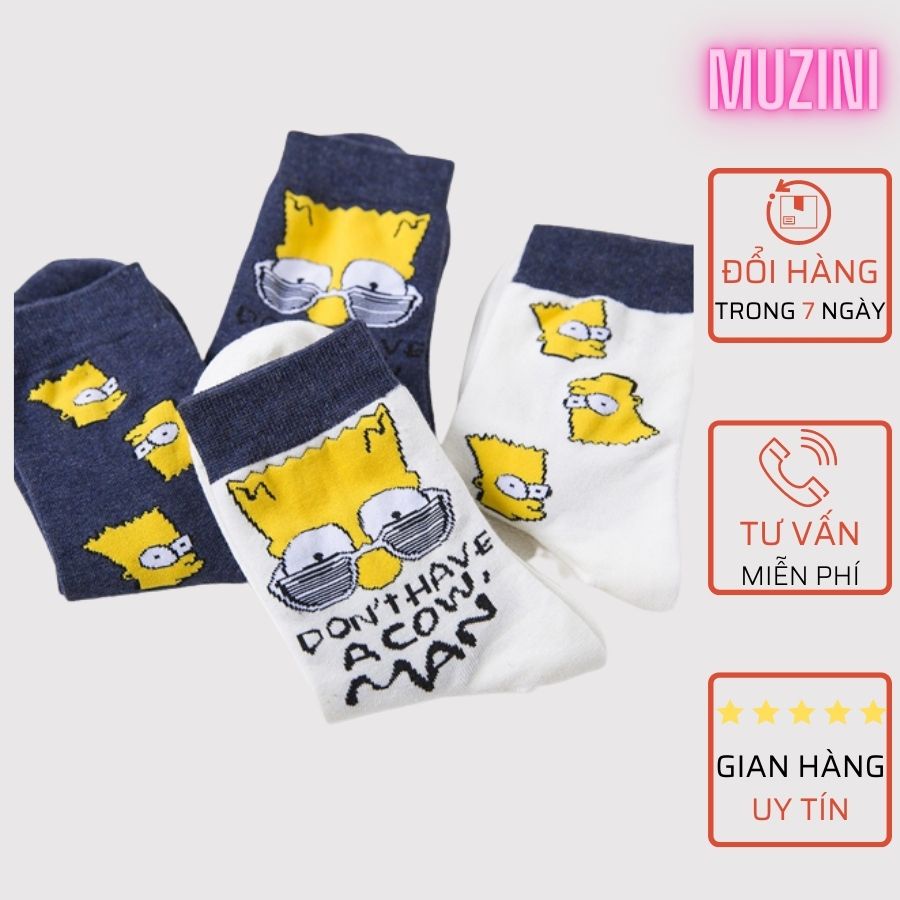Vớ Tất SIMPSON Muzini Cao Cổ Chất Cotton nam nữ 36-42 TN90