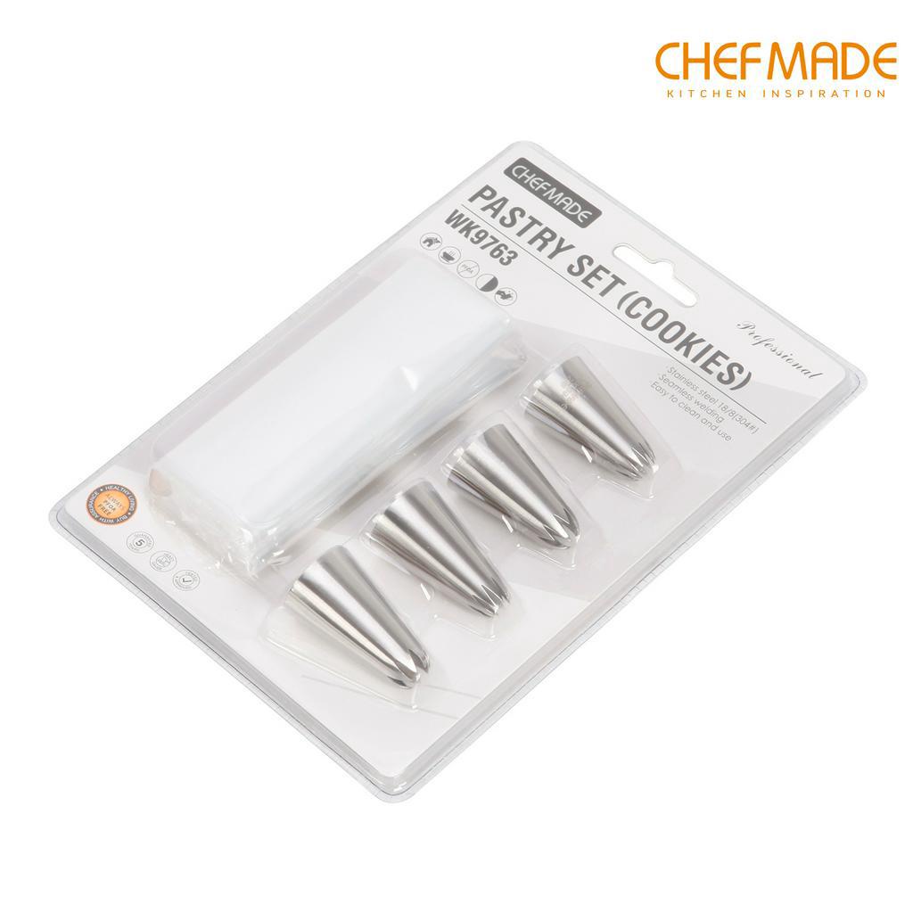 Bộ 4 đầu nối và 10 túi bắt bông kem CHEF MADE WK9763 bằng nhựa