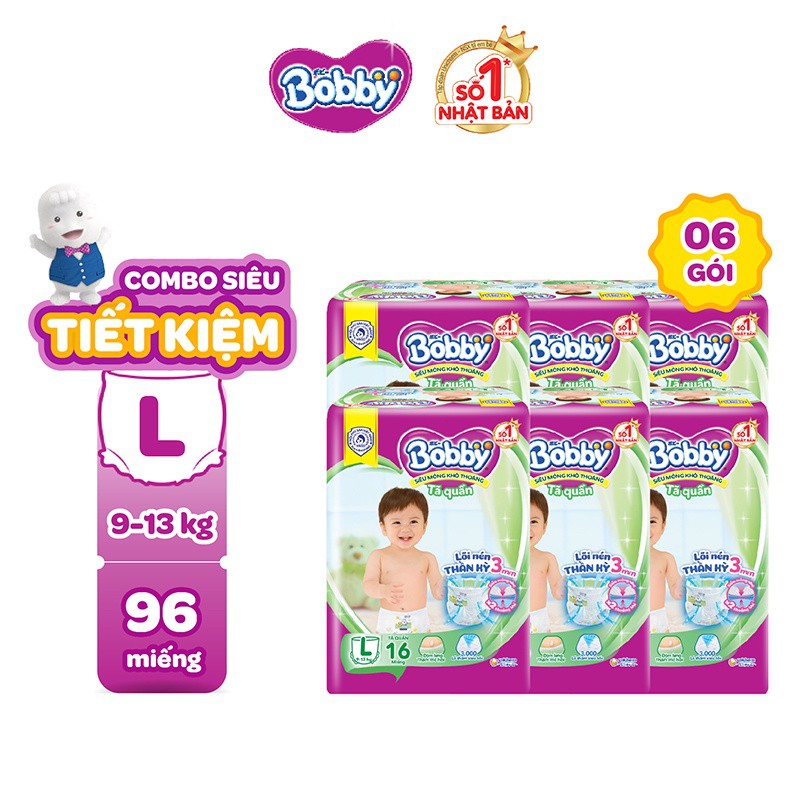 Combo 06 Tã quần Bobby Pants S20/M18/L16/XL14/XXL12