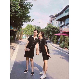 HÌNH THẬT - Đầm basic cổ trụ