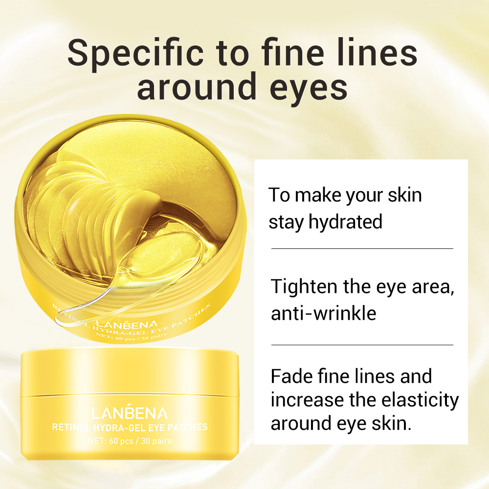 Mặt nạ mắt LANBENA dưỡng ẩm thành phần Vitamin C/retinol/hyaluronic axit/ngọc trai đen 80g (60 miếng)
