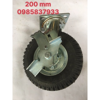 Bánh xe hơi 200 mm xoay khóa dùng lắp xe đẩy hàng nhẹ nhàng êm ái tại Máy NTT bảo hành dài hạn an toàn