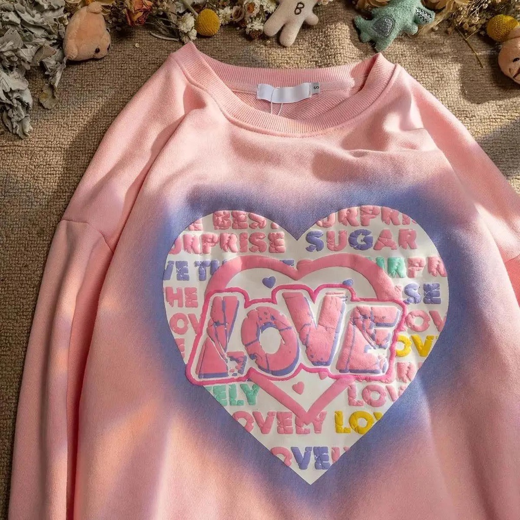 Áo Thun Tay Dài Cổ Tròn In Hình Trái Tim Phong Cách Graffiti Mới Dành Cho Nam Và Nữ 2021 | BigBuy360 - bigbuy360.vn